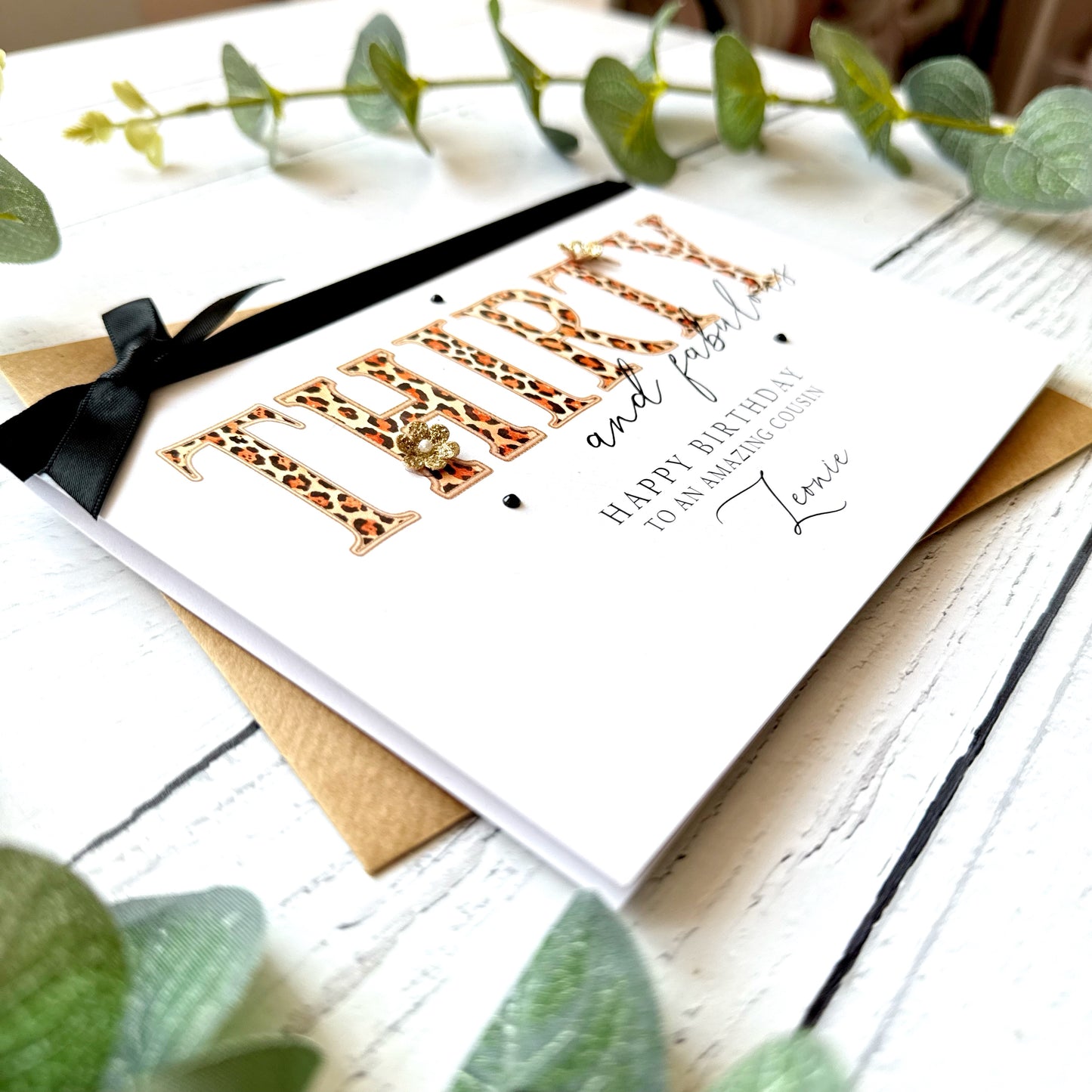 Thirty and Fabulous Leopard Print Birthday Card - Personalised