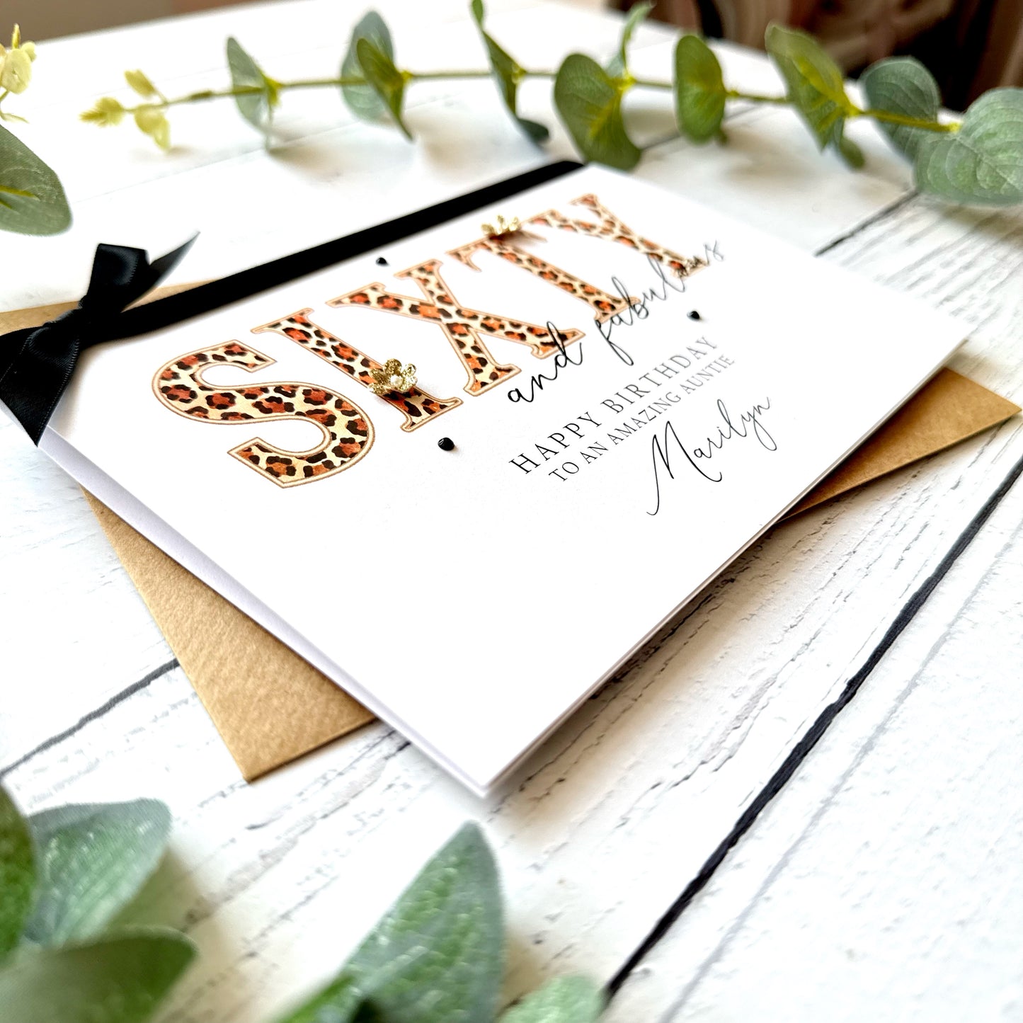 Sixty and Fabulous Leopard Print Birthday Card - Personalised