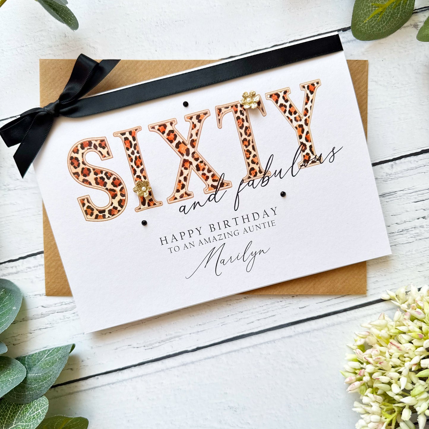 Sixty and Fabulous Leopard Print Birthday Card - Personalised