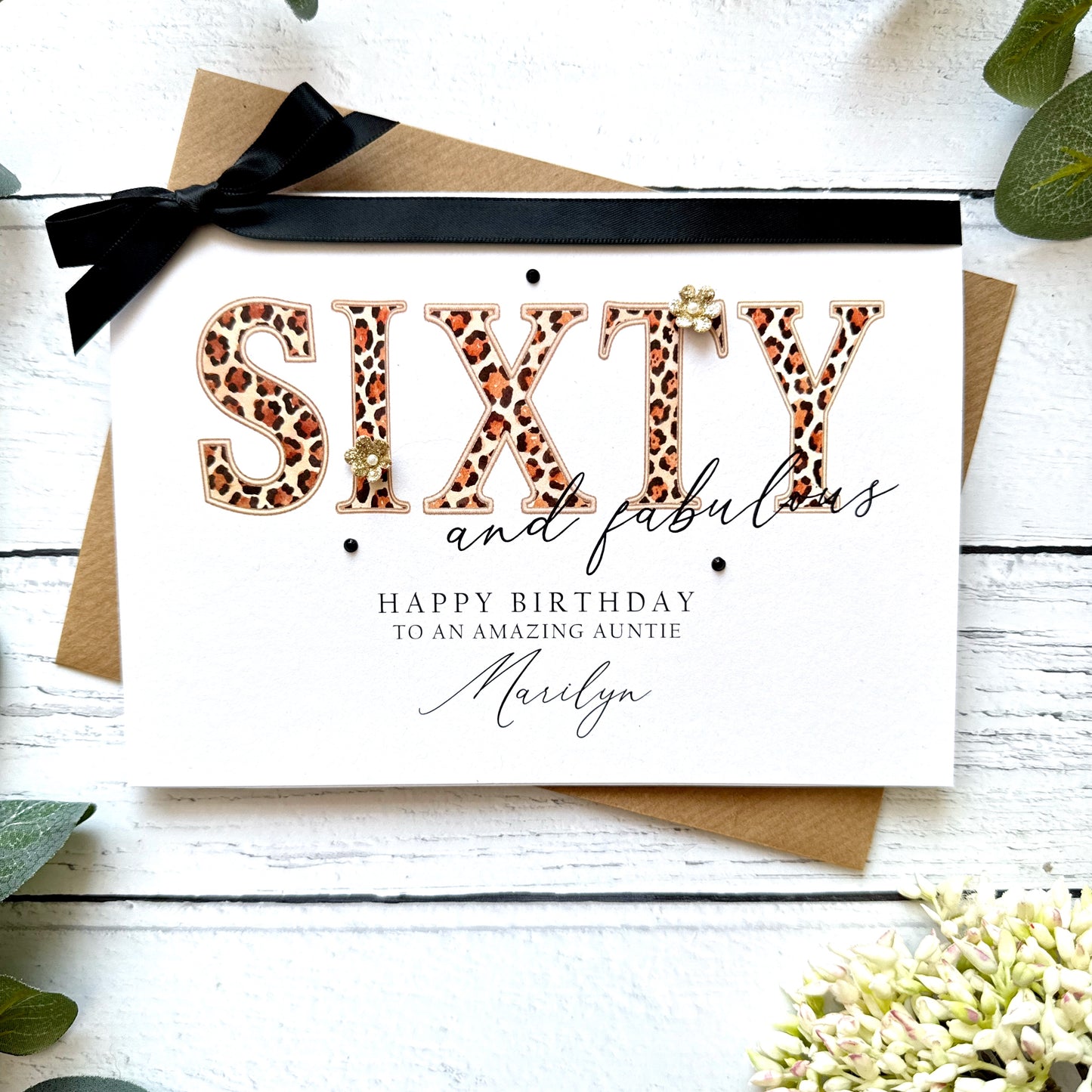 Sixty and Fabulous Leopard Print Birthday Card - Personalised