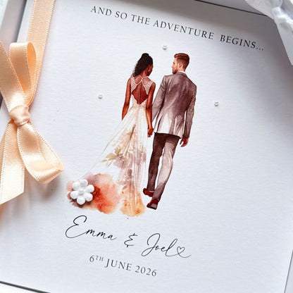 Handmade Wedding Card - Interracial Bride and Groom Design