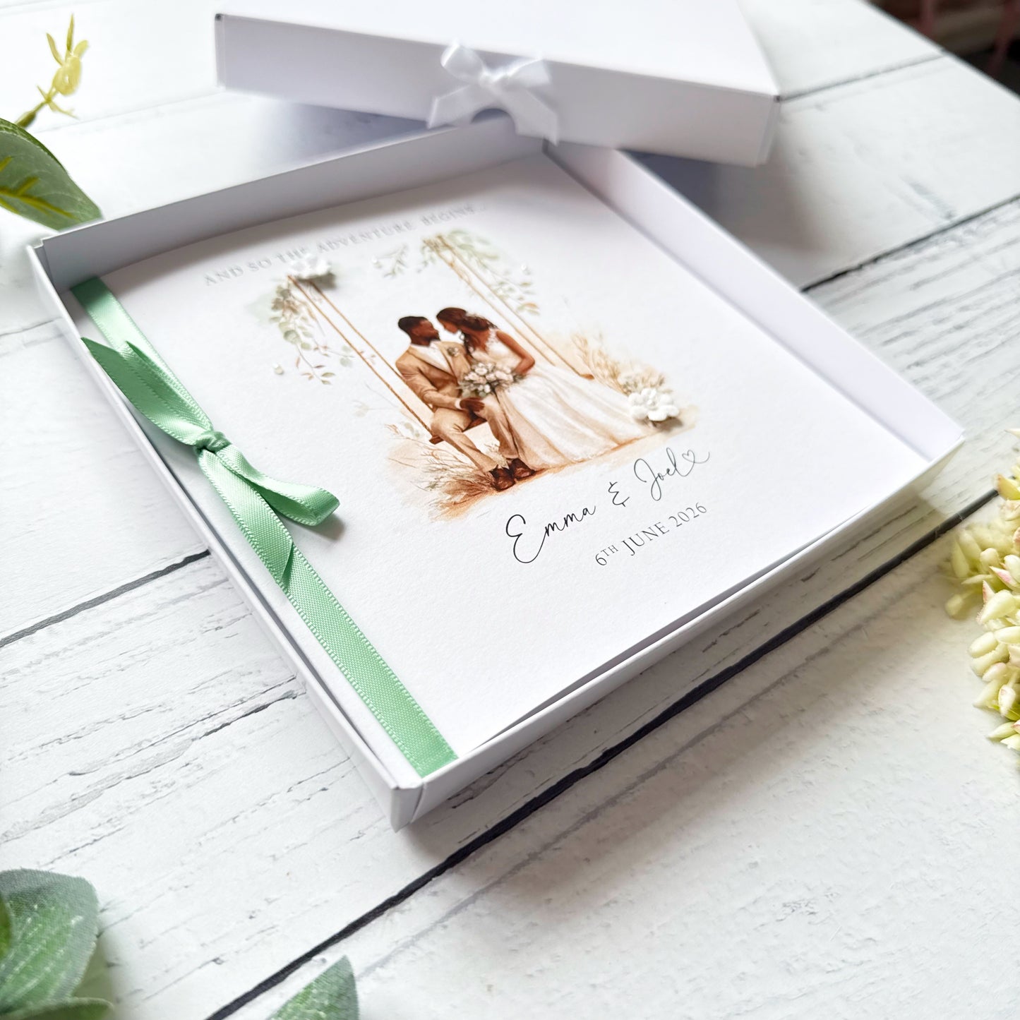 Handmade Wedding Card - Black Bride and Groom Design