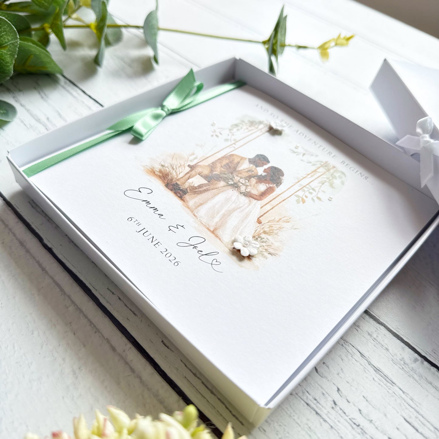Handmade Wedding Card - Black Bride and Groom Design