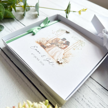 Handmade Wedding Card - Black Bride and Groom Design