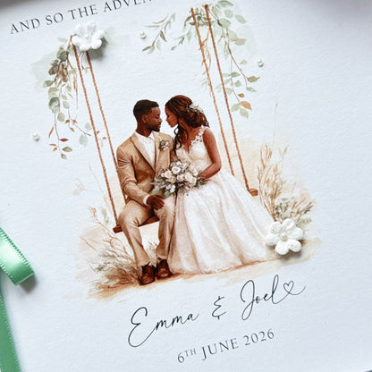 Handmade Wedding Card - Black Bride and Groom Design