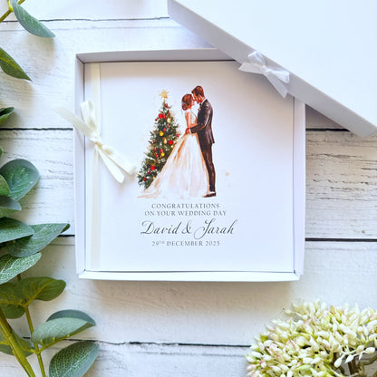 Handmade Christmas Wedding Card - Christmas Tree Design