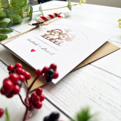Luxury Personalised Couple Christmas Card - Hand Finished Dogs Design