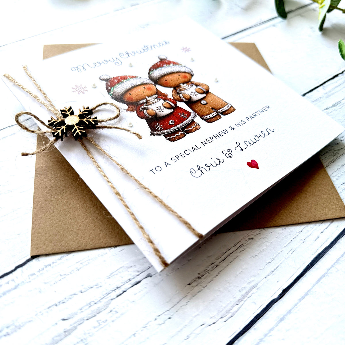 Handmade Gingerbread Couple Christmas Card