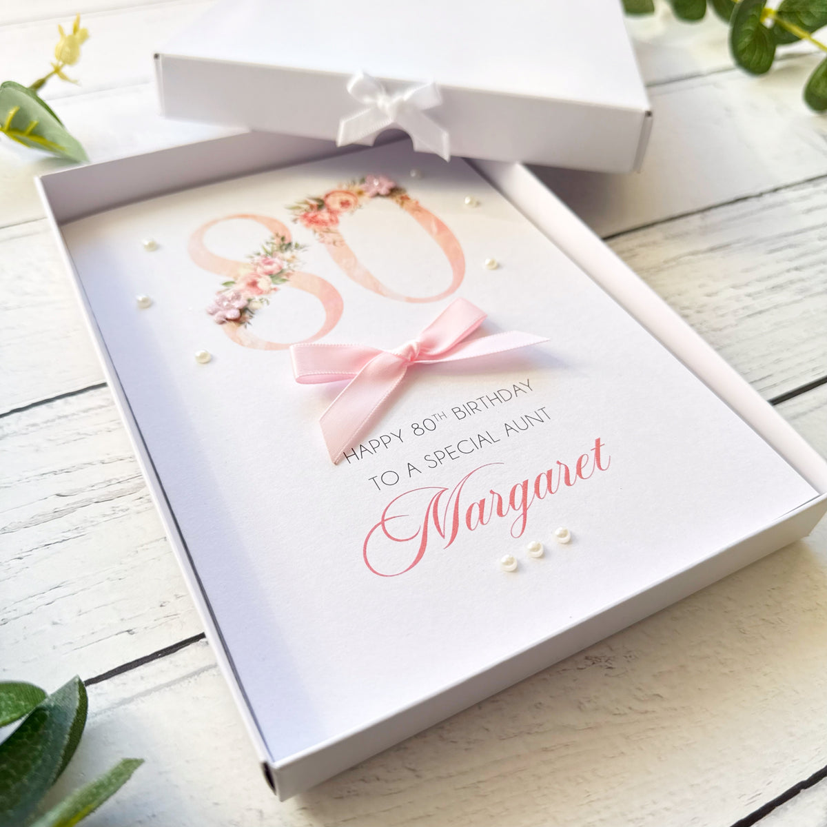 Pretty Pink 80th Birthday Card