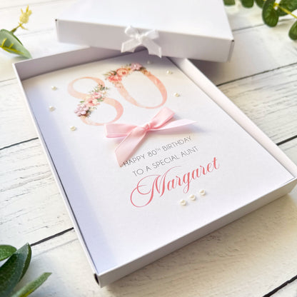 Pretty Pink 80th Birthday Card