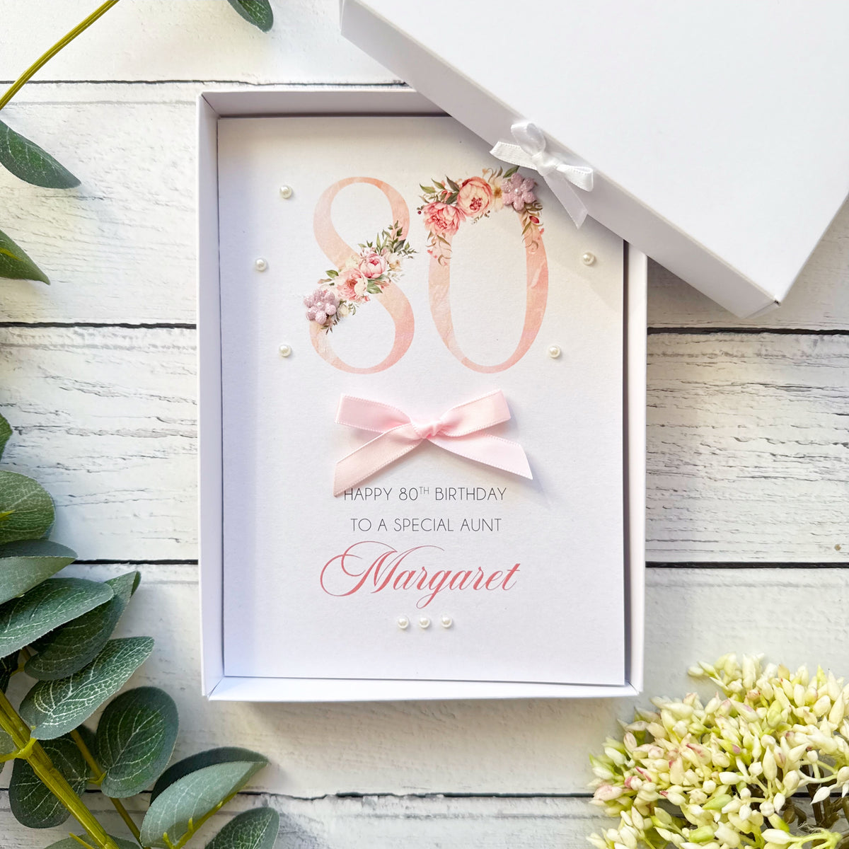 Pretty Pink 80th Birthday Card