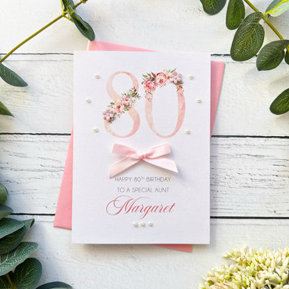 Pretty Pink 80th Birthday Card