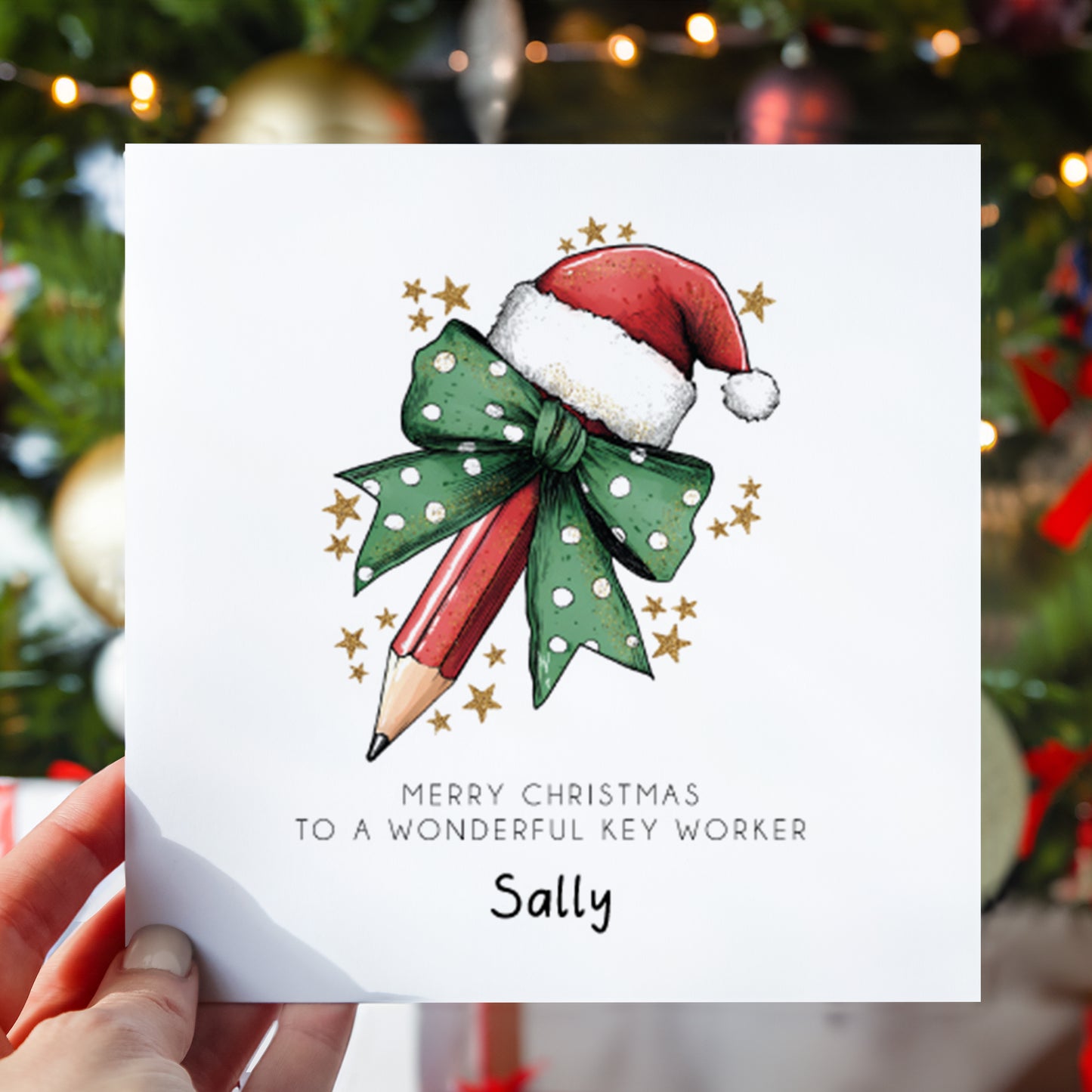 Teacher Christmas Card, Personalised. Teacher or Teaching Assistant