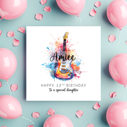 Personalised Guitar Birthday Card for a  Music Lover