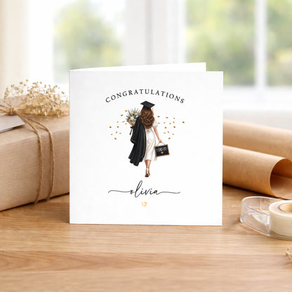 Personalised Graduation Card for Her - Brunette