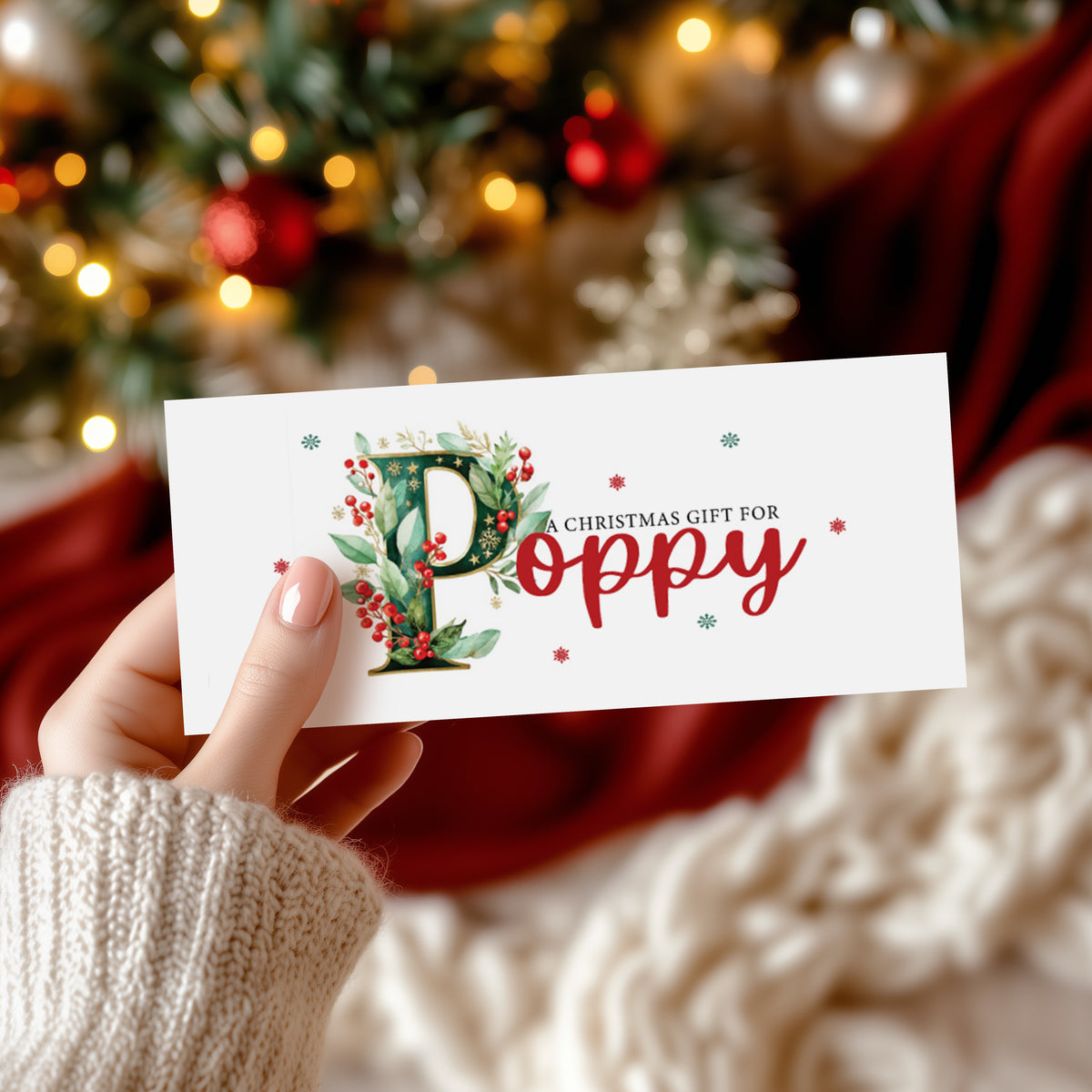 Personalised Christmas Money Wallet | Festive Illustrated Initial - Original Design