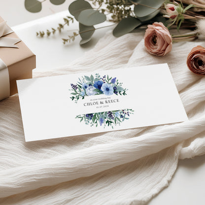 Personalised Dusty Blue Floral Wedding Money Wallet