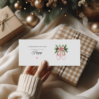 Personalised Christmas Money Wallet, ballet shoes design