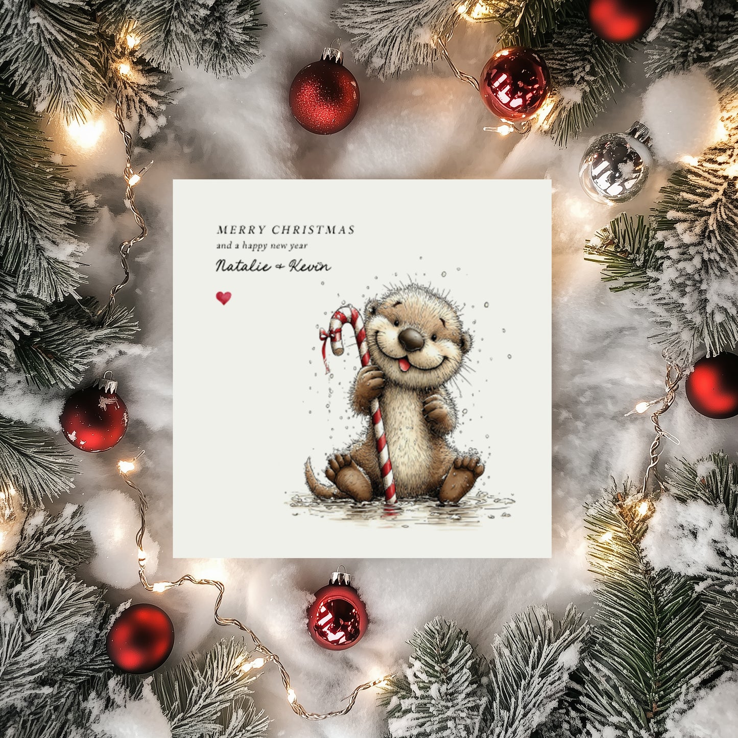Personalised Otter Christmas Card | Cute Otter Design