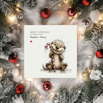 Personalised Otter Christmas Card | Cute Otter Design