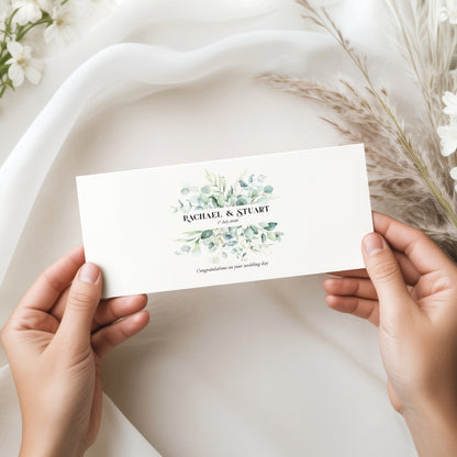Personalised Pale Eucalyptus Wedding Money Wallet