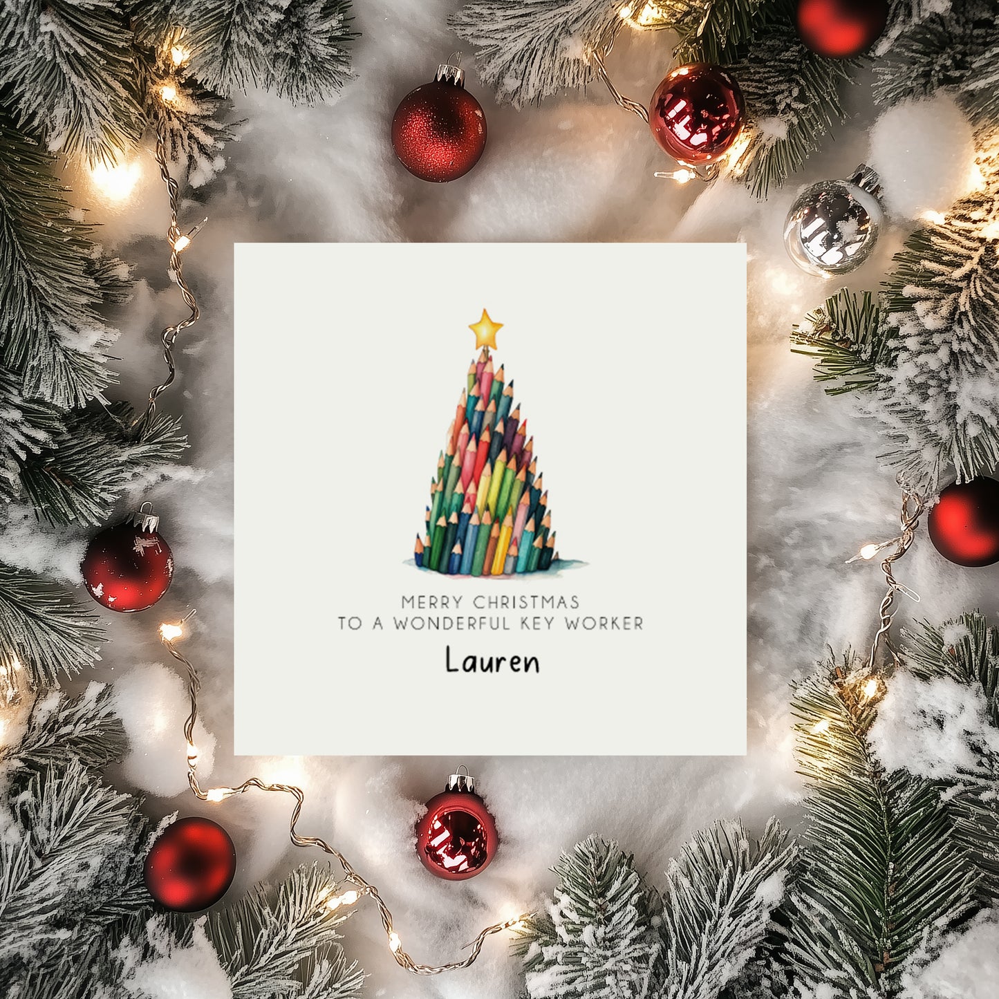 Teacher Christmas Card, Personalised. Teacher or Teaching Assistant (Copy)