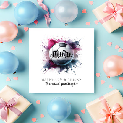 Personalised Girls Football Birthday Card