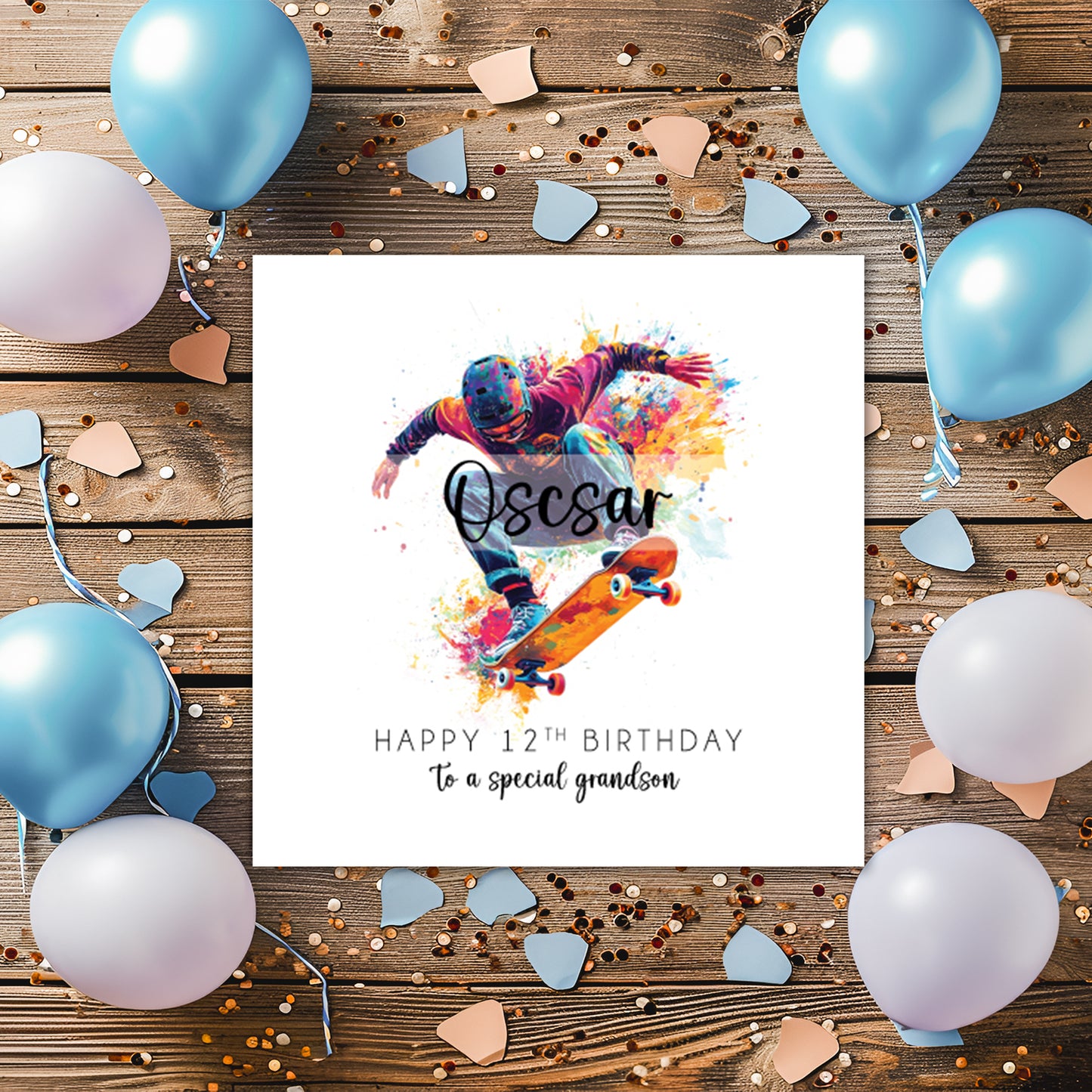 Personalised Skateboarding Birthday Card for Him
