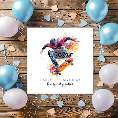 Personalised Skateboarding Birthday Card for Him