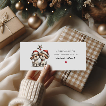 Personalised Christmas Money Wallet for a Special Couple. Dogs Design- customisable.