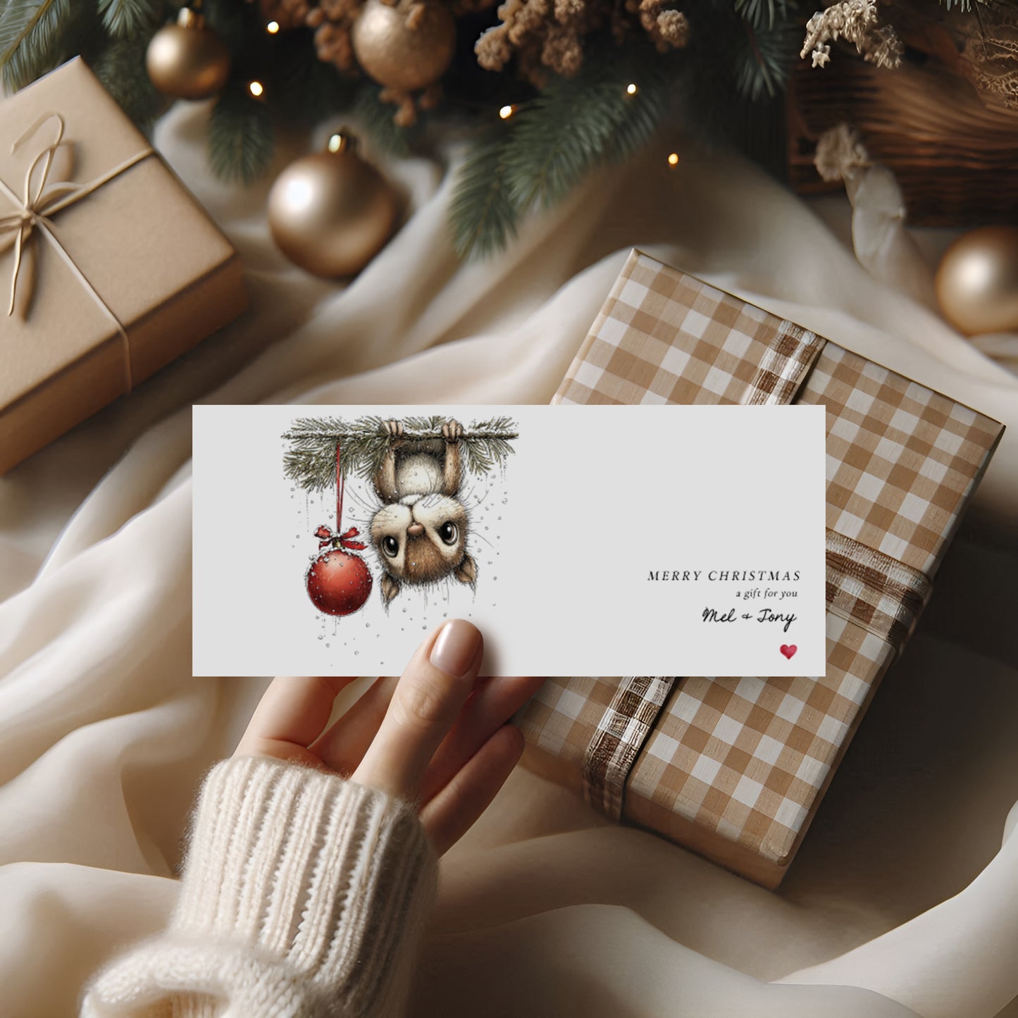 Personalised Christmas Money Wallet - Whimsical Squirrel Design