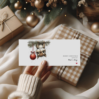 Personalised Christmas Money Wallet - Whimsical Squirrel Design