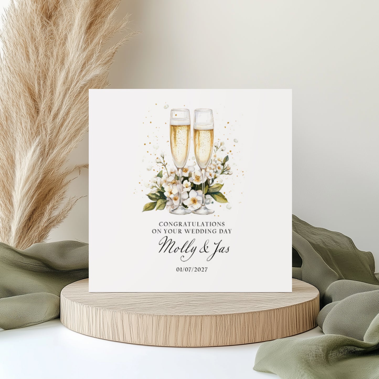 Personalised Wedding Card: Champagne Flute Design