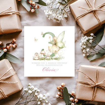 Personalised Fairy Birthday Card for Girls - Woodland Fairy Design