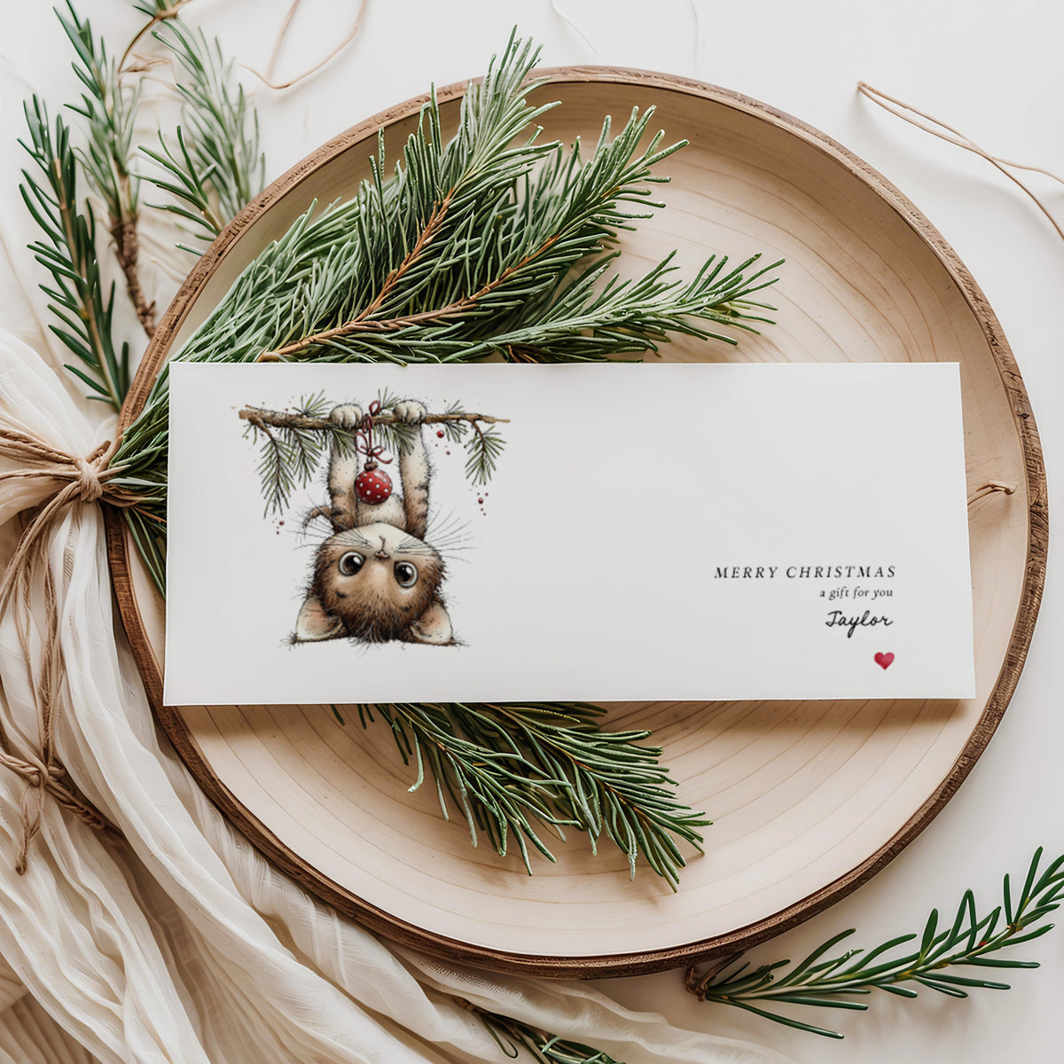 Personalised Christmas Money Wallet - Whimsical Cat Design
