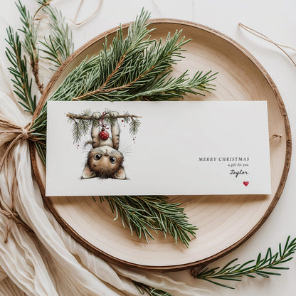 Personalised Christmas Money Wallet - Whimsical Cat Design