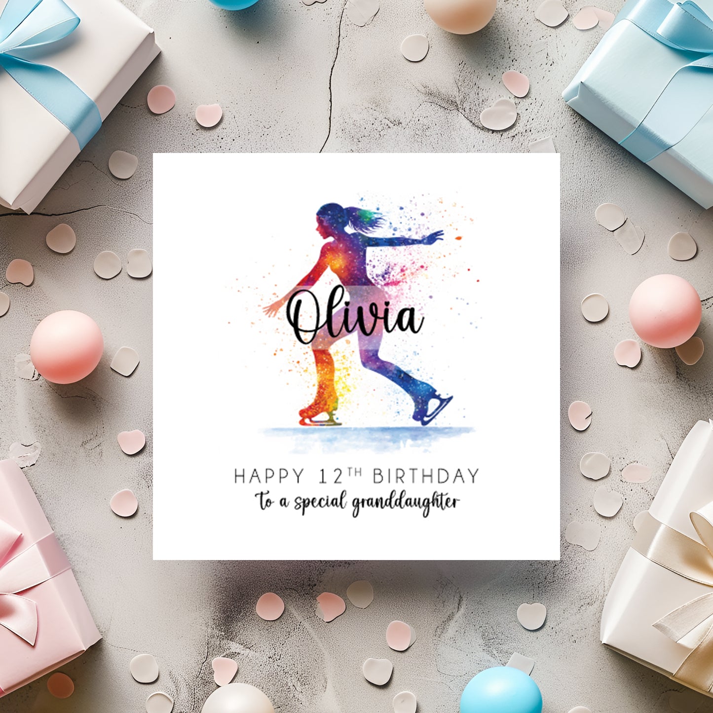Personalised Girls Skating Birthday Card