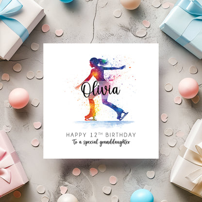 Personalised Girls Skating Birthday Card