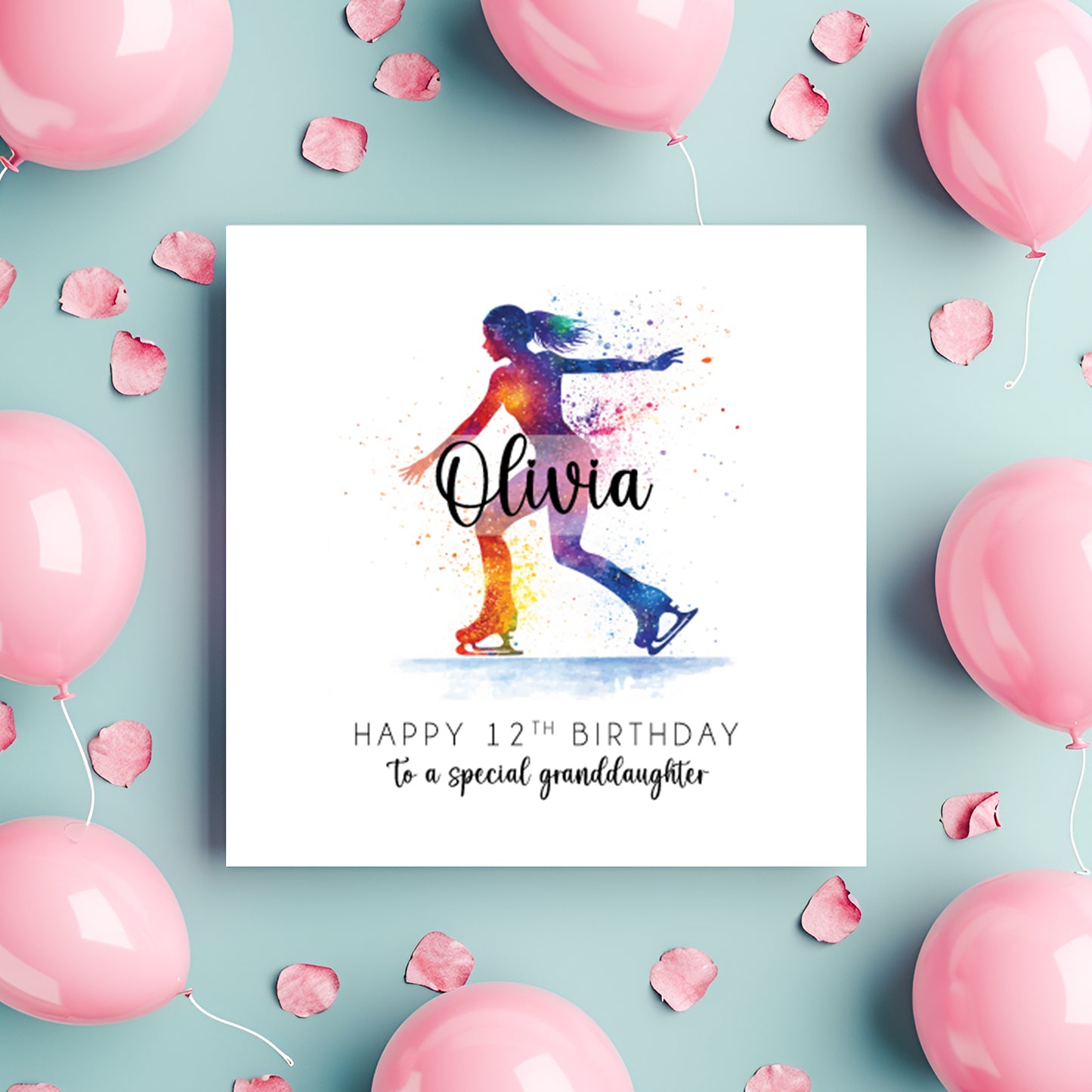Personalised Girls Skating Birthday Card