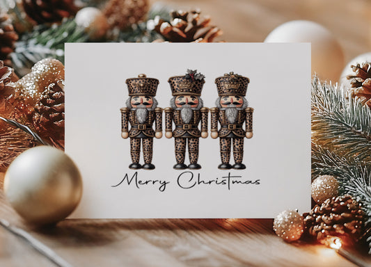 Leopard Print Nutcracker Christmas Cards - Set of 4