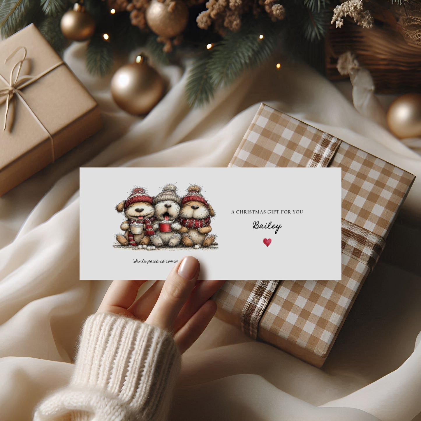 Personalised Christmas Money Wallet, Santa Paws