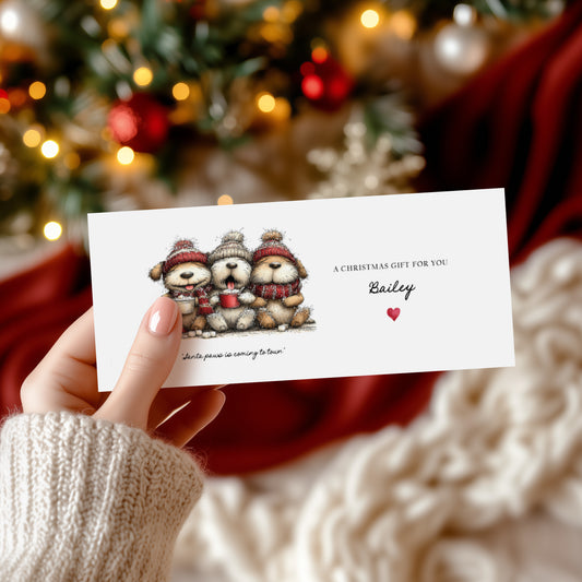 Personalised Christmas Money Wallet, Santa Paws